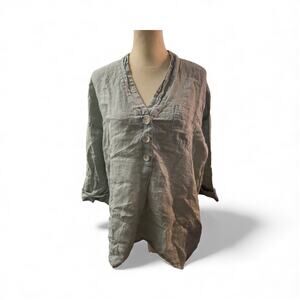Pure Jill Yarn-Dyed Linen Button-Front Tunic Size Large.